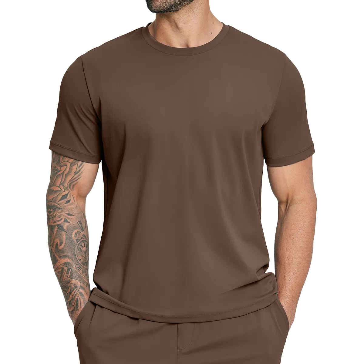 Men's Running Shirt Solid Color Short Sleeve Gym Sport Tees Fitness Workout Training EFGBDD-EDX5086