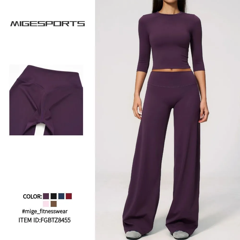 Women 2-Piece Set Sportswear Workout Gym Fitness Yoga Tops Pants FGBTZ8455
