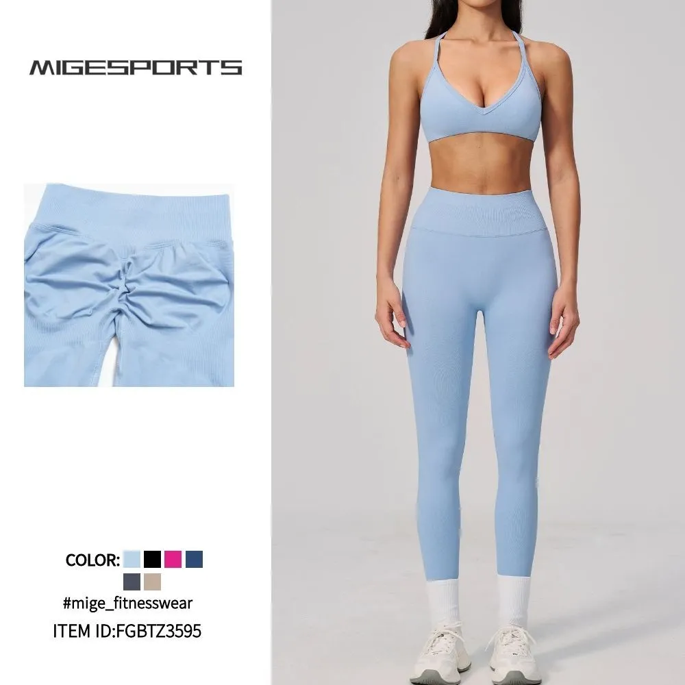 Women 4-Piece Fitness Yoga Leggings Shorts Wear Sports Bra Singlets Seamless Yoga Sets with the Yoga Wear FGBTZ3595