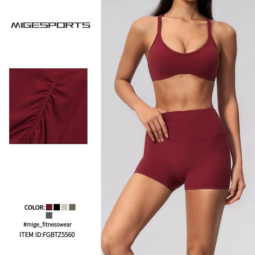 Women's New Yoga Set Clothing Gym Singlets Shorts Sports Active Wear Workout Top Bra Fitness Yoga Leggings 4 Piece Suits FGBTZ5560
