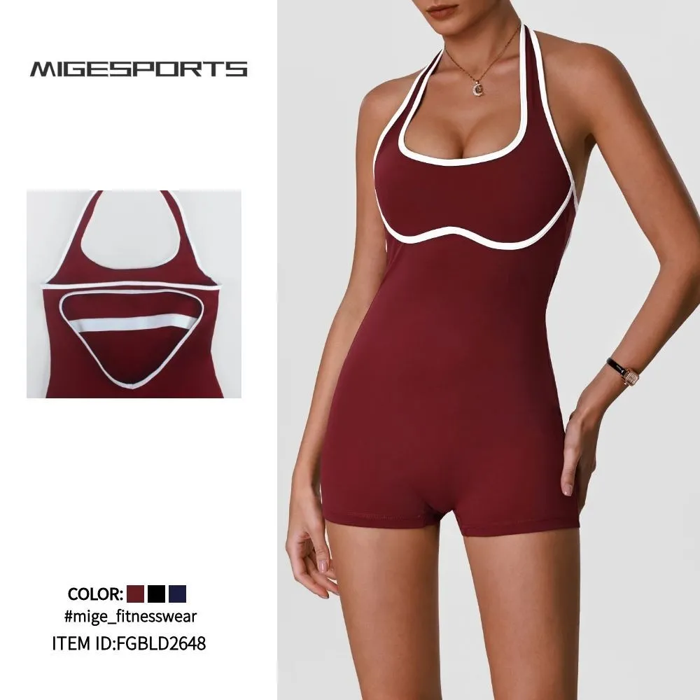Women's Sleeveless Yoga Jumpsuit Soft Breathable Gym Clothing One Piece Fitness Bodysuit Sports Wears for Workout FGBLD2648