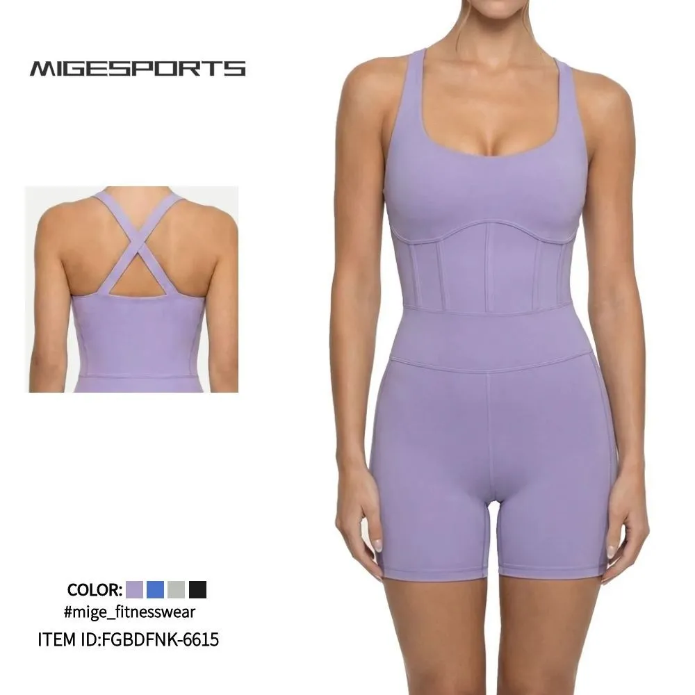 Women Jumpsuit Fitness Clothing Women Solid Color Yoga One Piece Workout Jumpsuit FGBFNK-6615