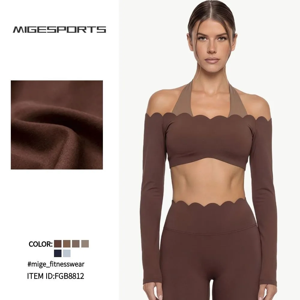 Tight Long Sleeve Yoga Top Outdoor Sports T-shirt Running Fitness Wear Women's Top Crop Shirt FGB8812