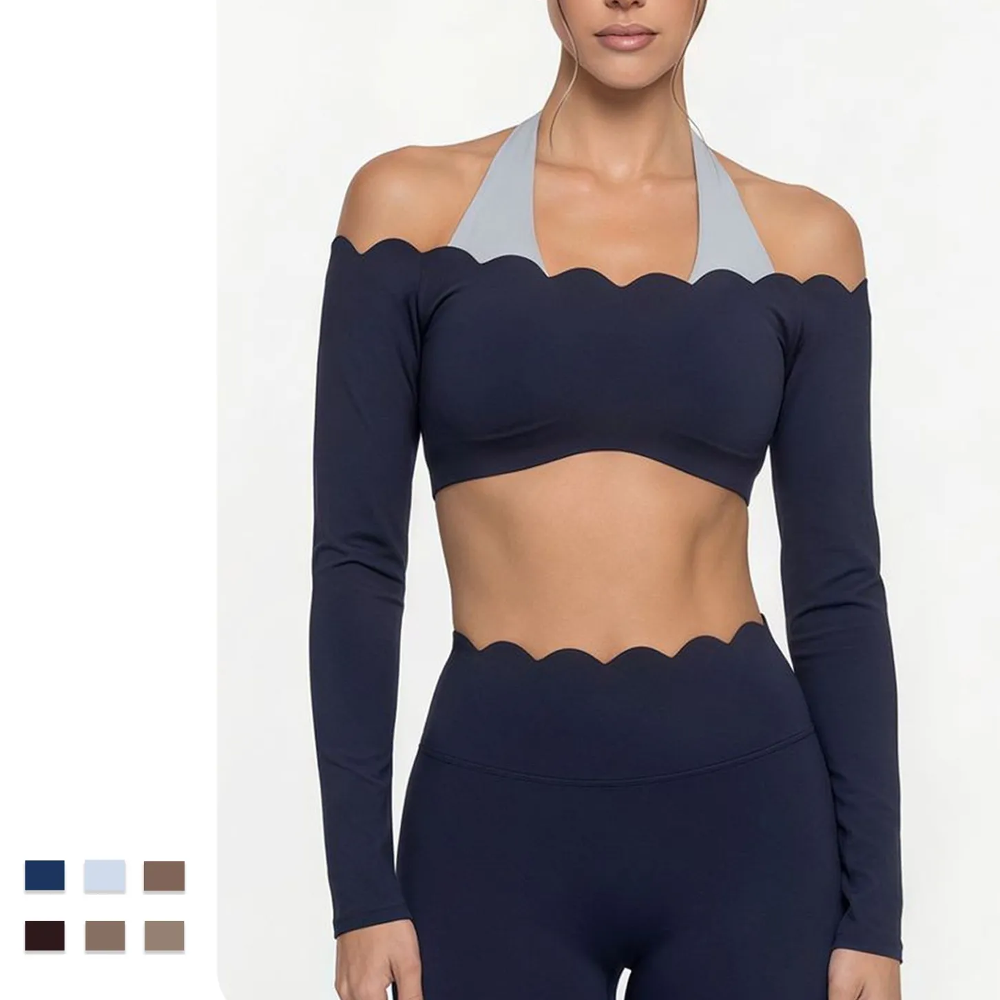 Tight Long Sleeve Yoga Top Outdoor Sports T-shirt Running Fitness Wear Women's Top Crop Shirt FGB8812
