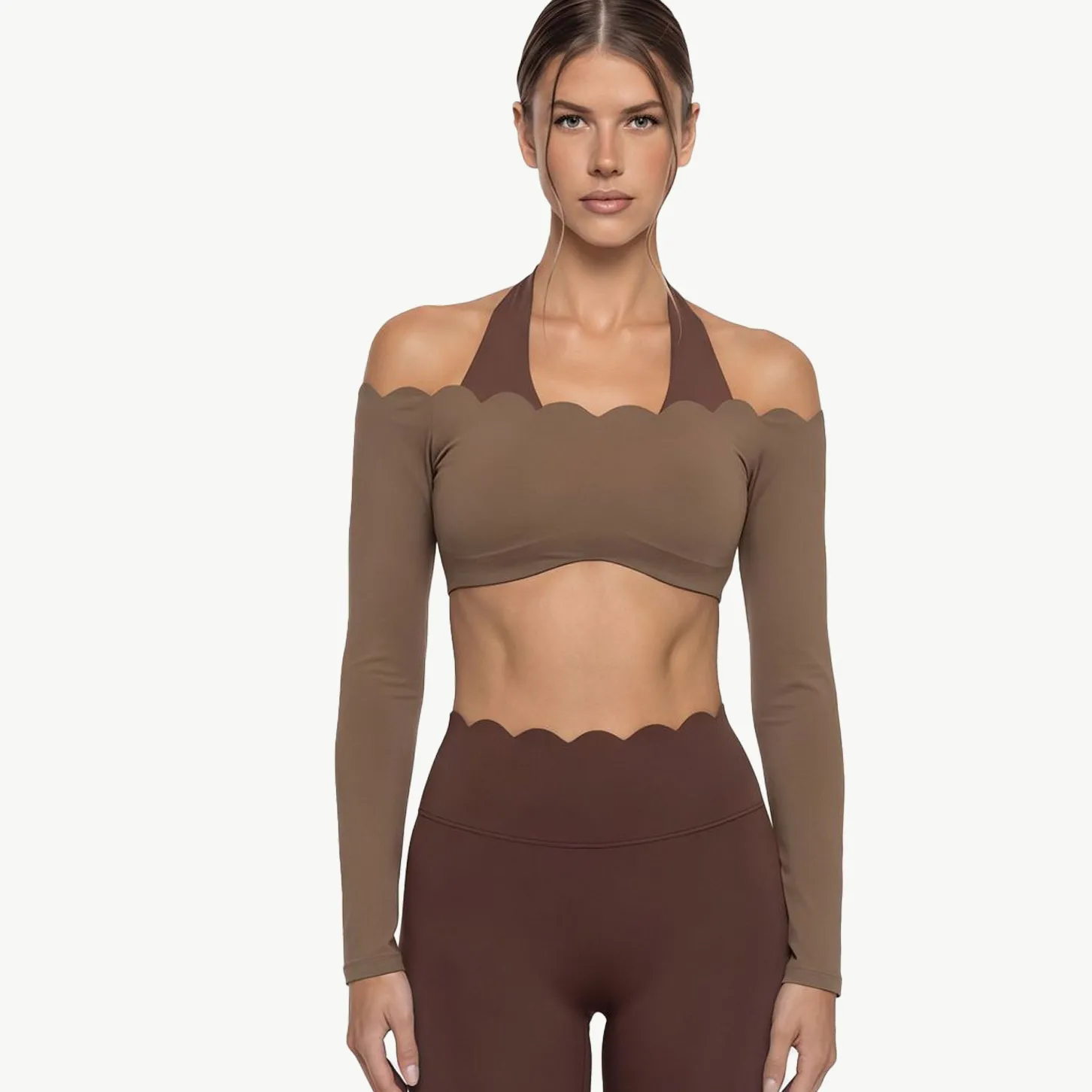 Tight Long Sleeve Yoga Top Outdoor Sports T-shirt Running Fitness Wear Women's Top Crop Shirt FGB8812