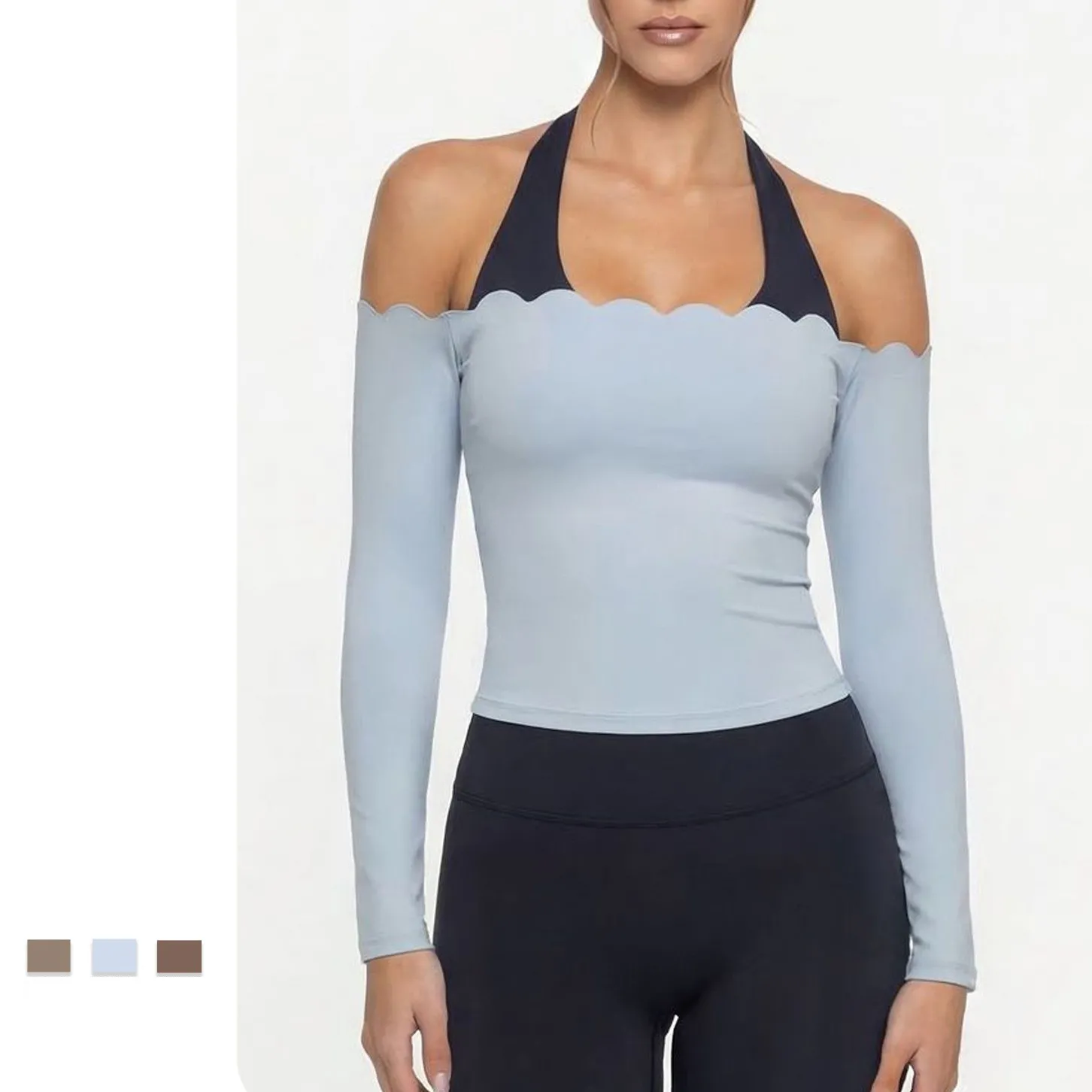 Women's Yoga Top Yoga Fitness Running Tee Shirt Long Sleeve Sport Activewear Breathable Stretch Slim FGB881301