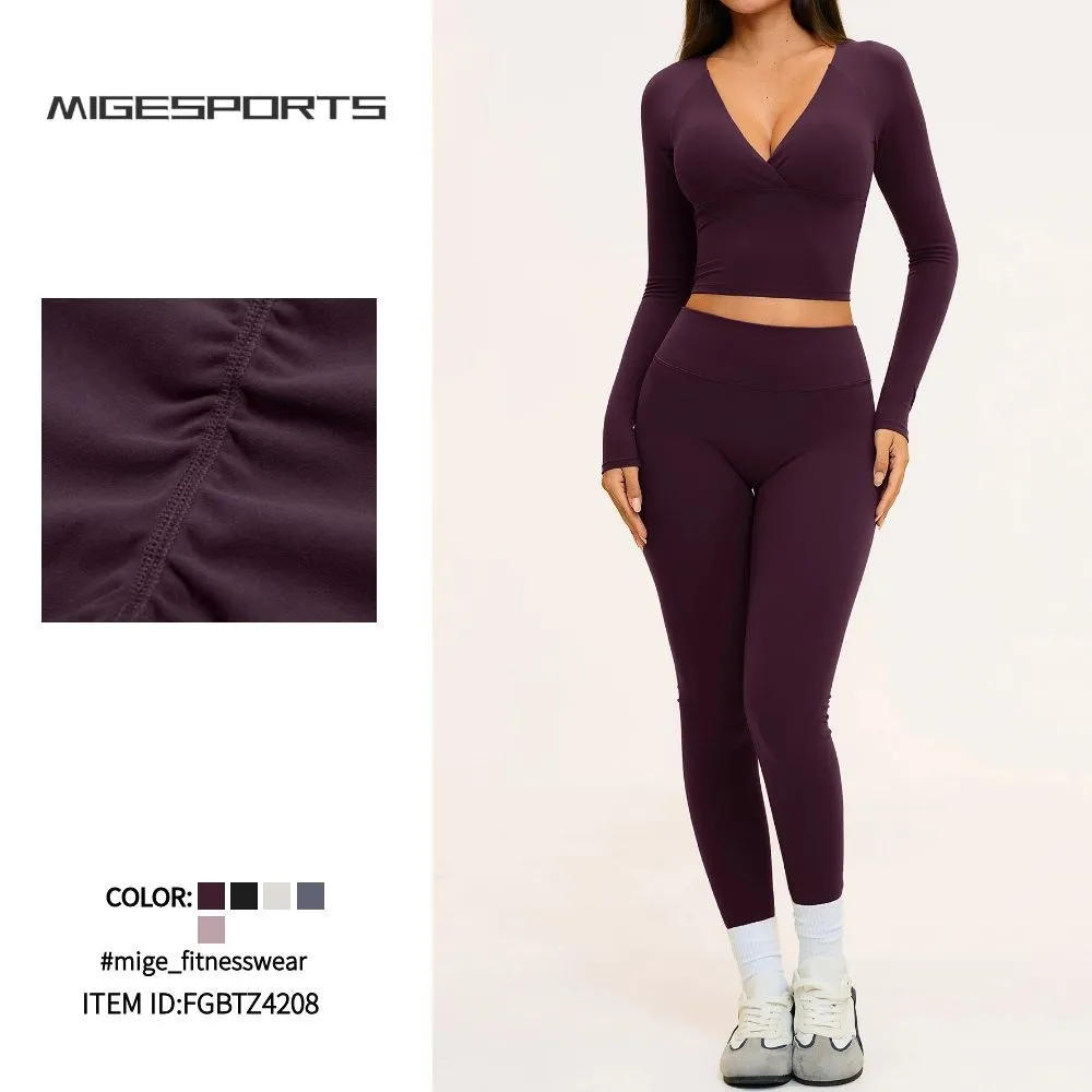 Wholesale Fitness 6 Piece Women Gym Yoga Wear Set Workout Sports Suit Gym Fitness Yoga Set Custom logo FGBTZ4208