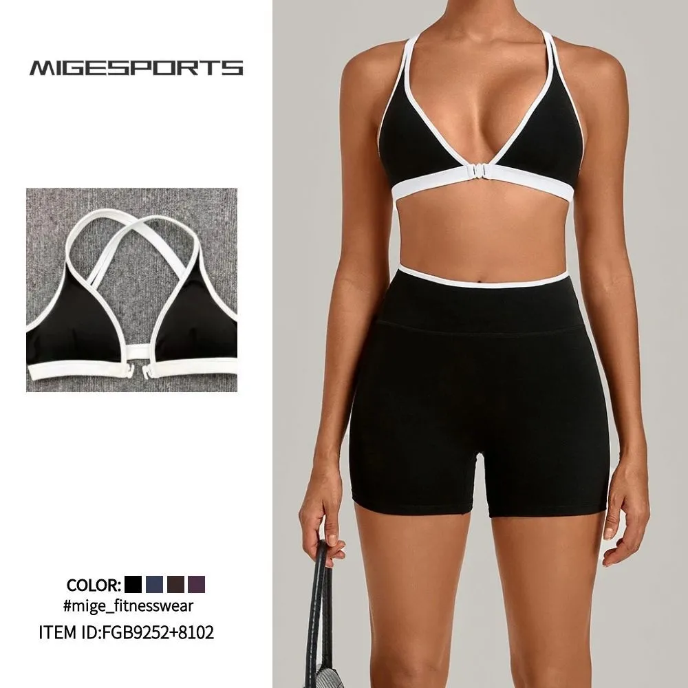 Women's Yoga Set Gym Shorts & Sport Bras Workout Breathable FGB9252+8102