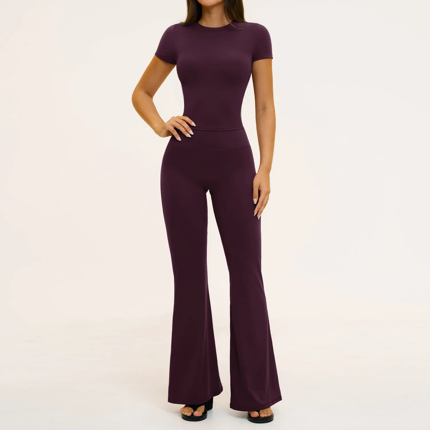 Dark purple short sleeves+pants