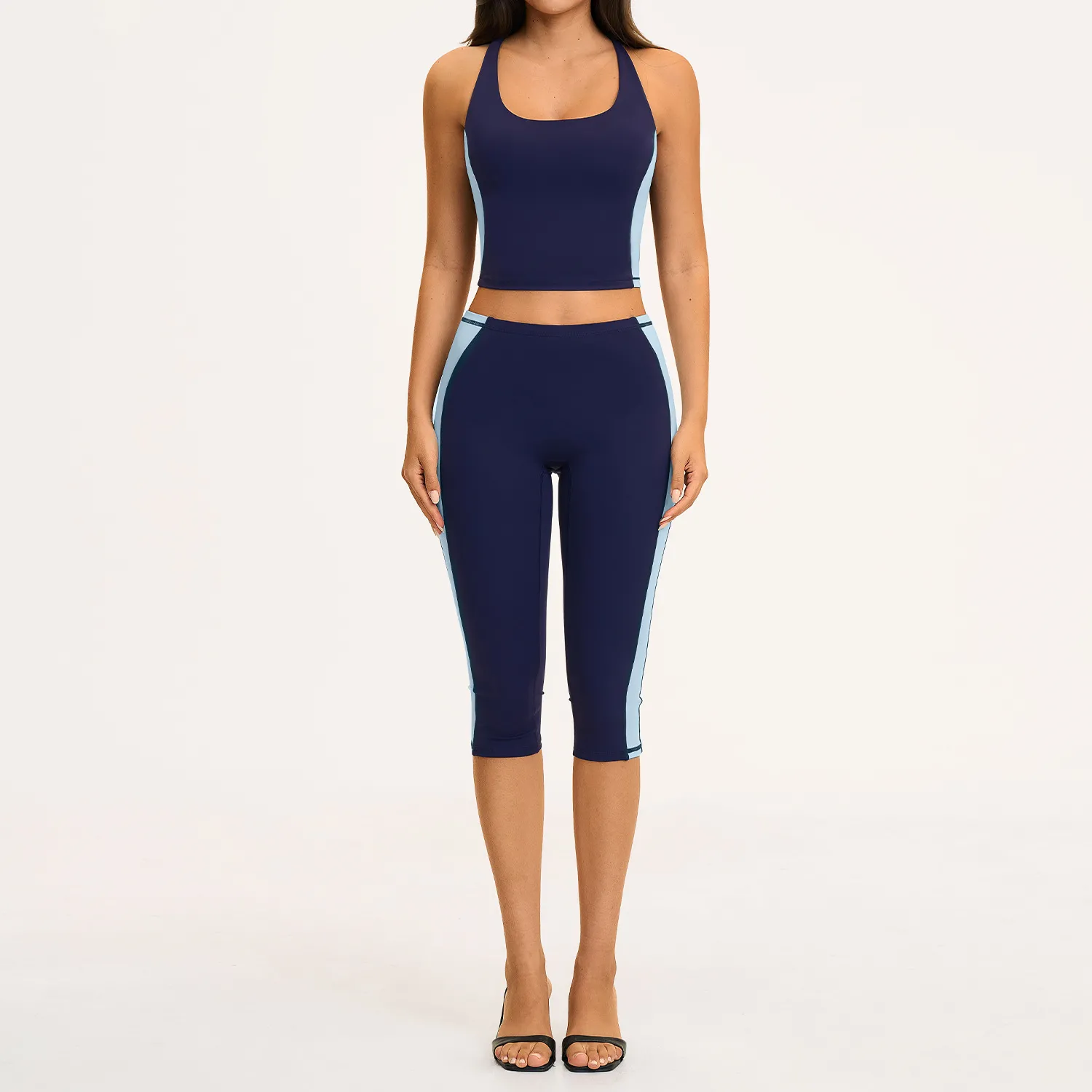Navy singlets+knee-lenth leggings