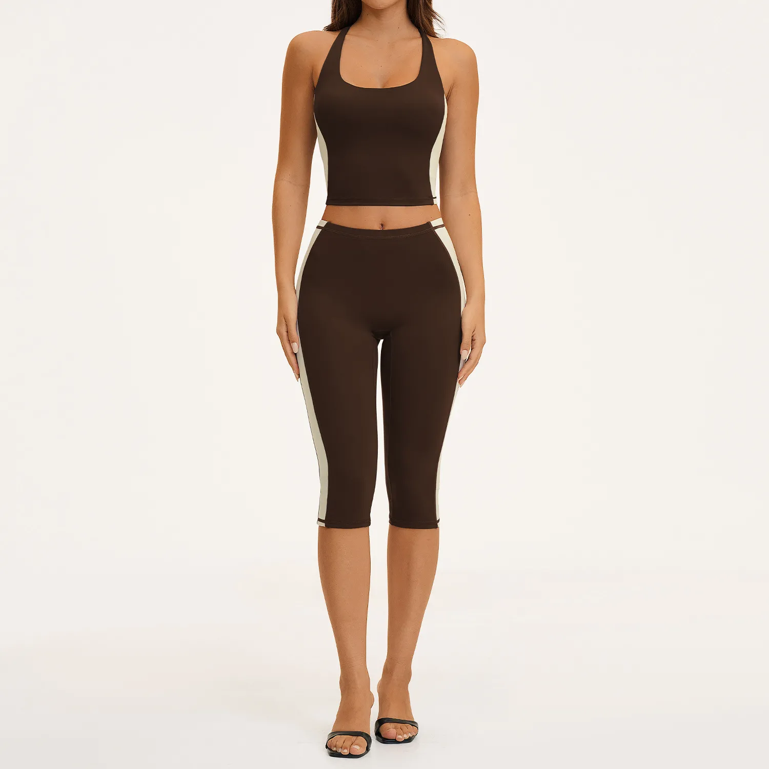 Coffee singlets+knee-lenth leggings