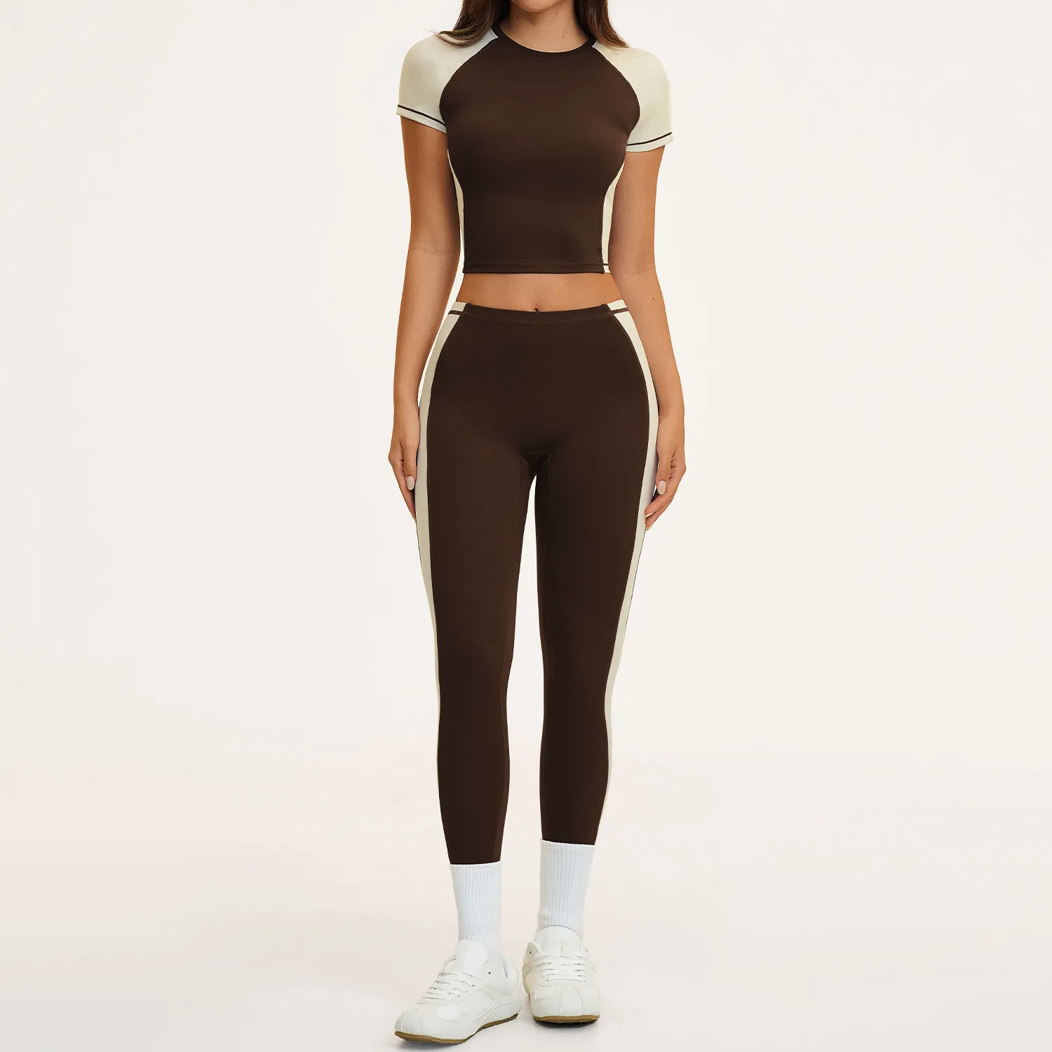 Coffee short sleeves+leggings