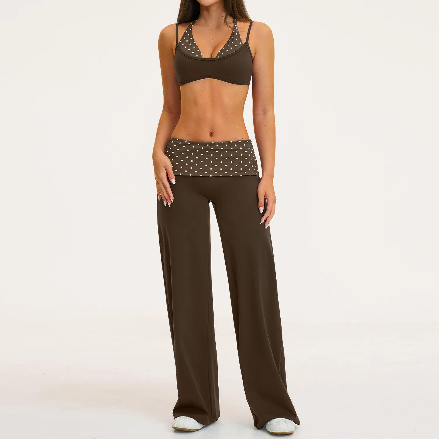 Brown&Polka dot bra+pants