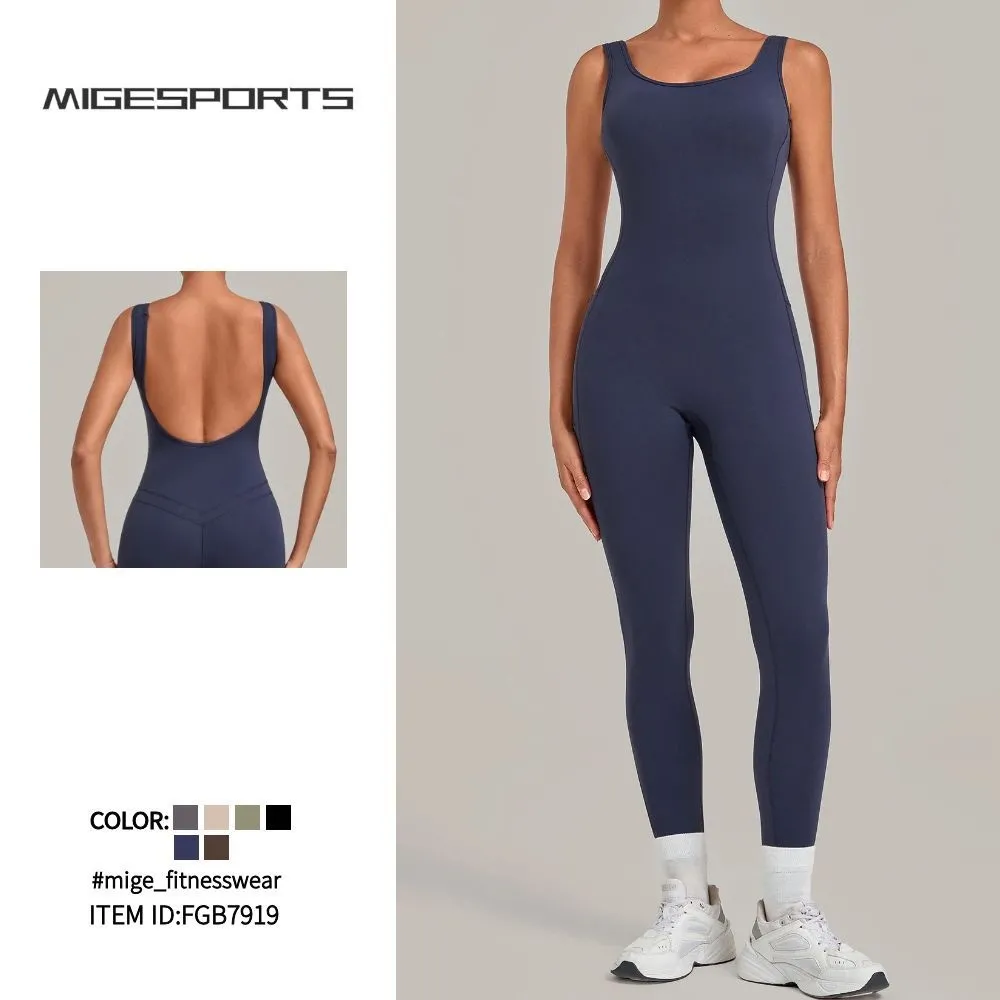 One Piece Yoga Jumpsuit Gym Bodysuit Women's Sports Jumpsuits Backless Sleeveless Tight Long Sportswear FGB7919