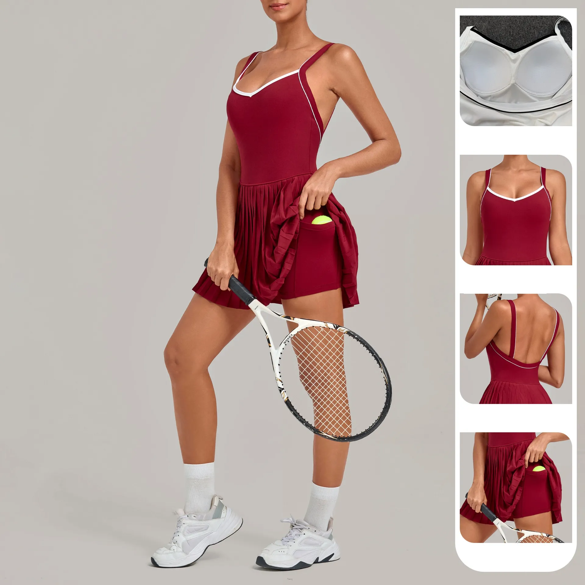 Lightweight Breathable Sexy Outdoor Tennis Golf Skirts Sports Dresses for Women FGB69272