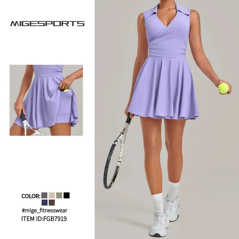 Tennis Skirt Athletic Training Clothes One Piece Sports Wear for Women FGB86770