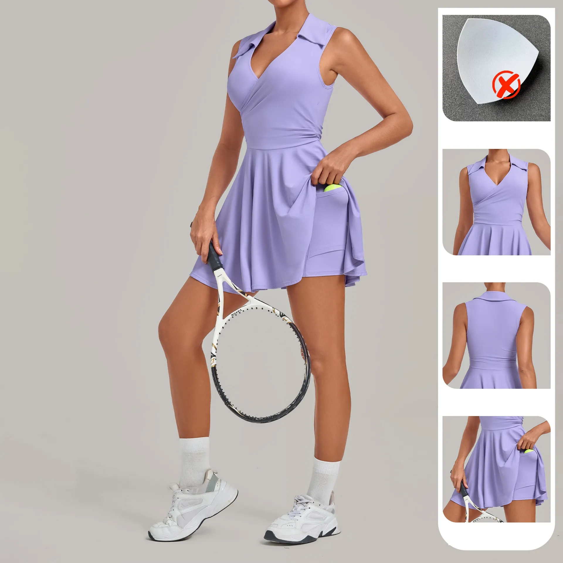 Tennis Skirt Athletic Training Clothes One Piece Sports Wear for Women FGB86770