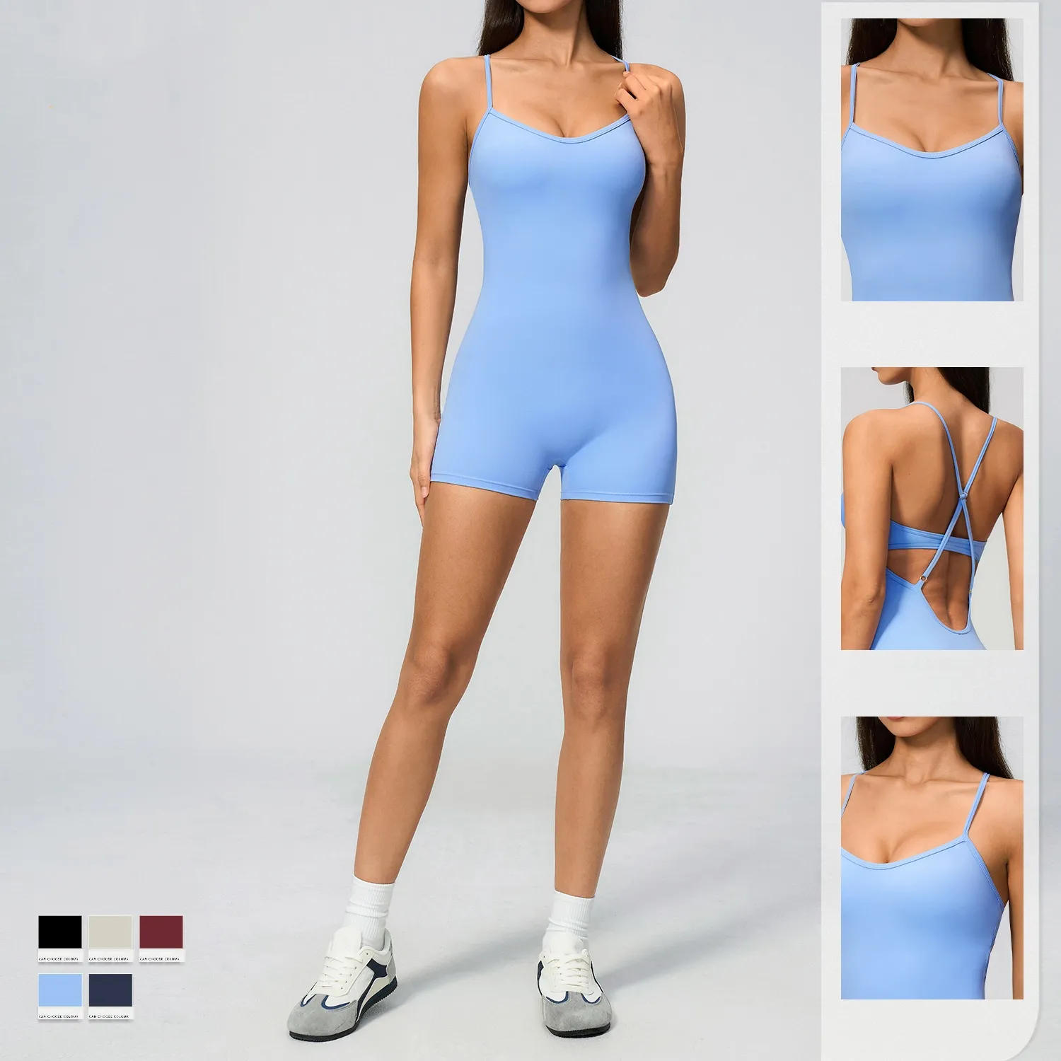 New Arrival One Piece Yoga Gym Jumpsuit Sexy Beauty Back Sports Jumpsuit Shorts Fitness Jumpsuit FGBFLT4529-2