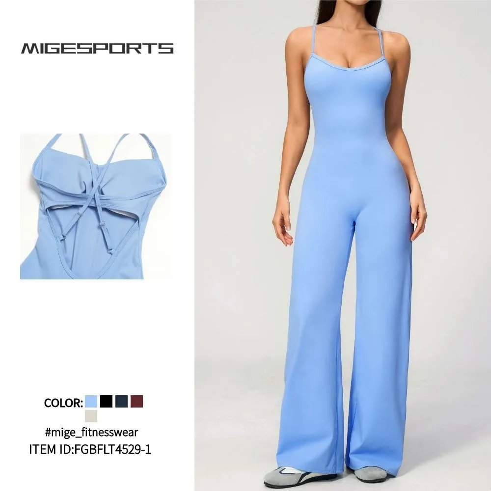 High Elastic Tight Sexy Jumpsuit Long Pant Sleeveless Workout Yoga Jumpsuit for Women Yoga FGBFLT4529-1