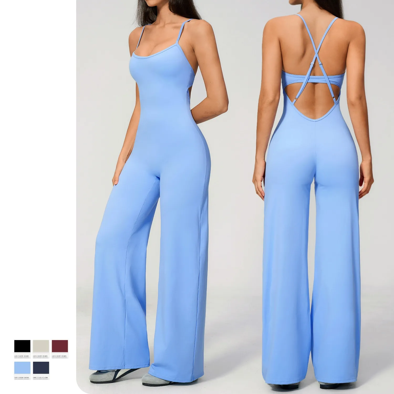 High Elastic Tight Sexy Jumpsuit Long Pant Sleeveless Workout Yoga Jumpsuit for Women Yoga FGBFLT4529-1