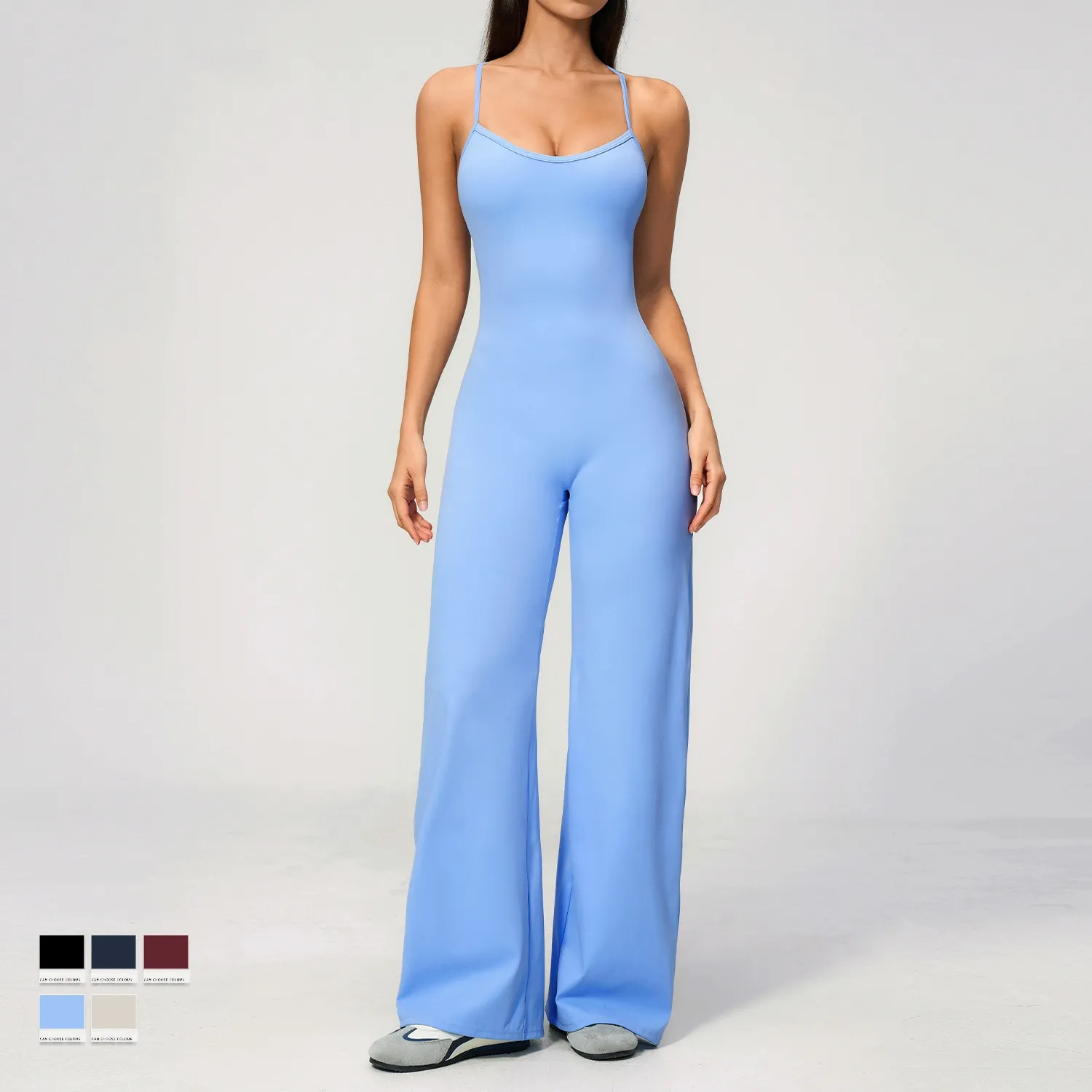 High Elastic Tight Sexy Jumpsuit Long Pant Sleeveless Workout Yoga Jumpsuit for Women Yoga FGBFLT4529-1