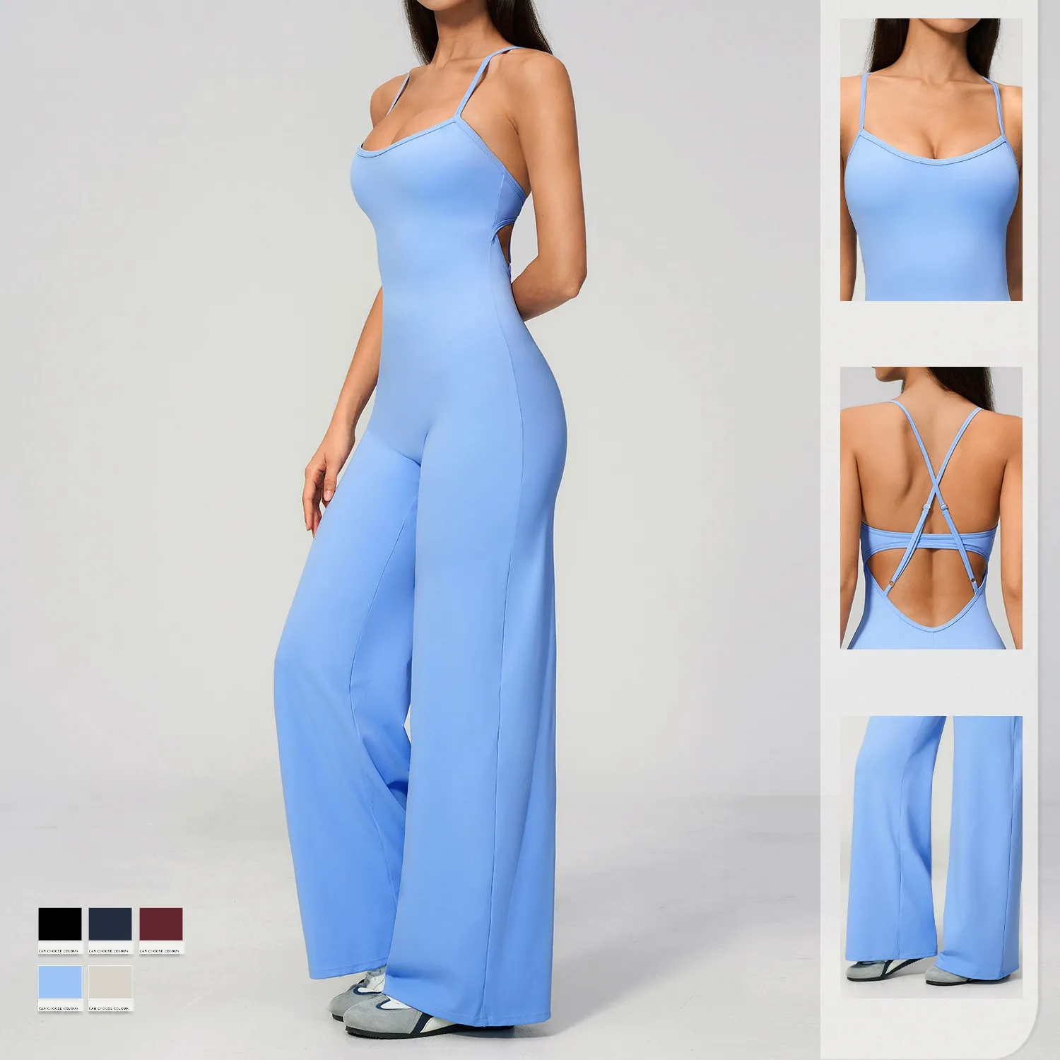 High Elastic Tight Sexy Jumpsuit Long Pant Sleeveless Workout Yoga Jumpsuit for Women Yoga FGBFLT4529-1