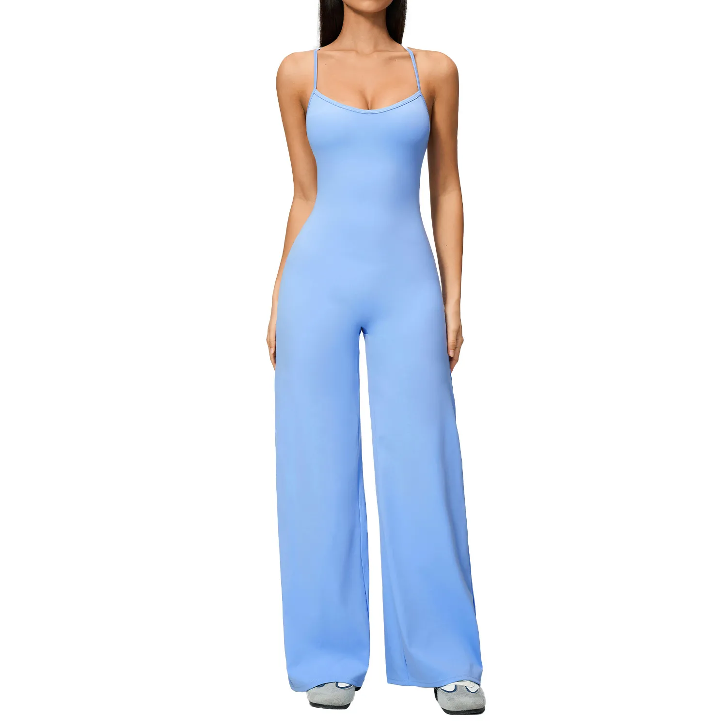 High Elastic Tight Sexy Jumpsuit Long Pant Sleeveless Workout Yoga Jumpsuit for Women Yoga FGBFLT4529-1