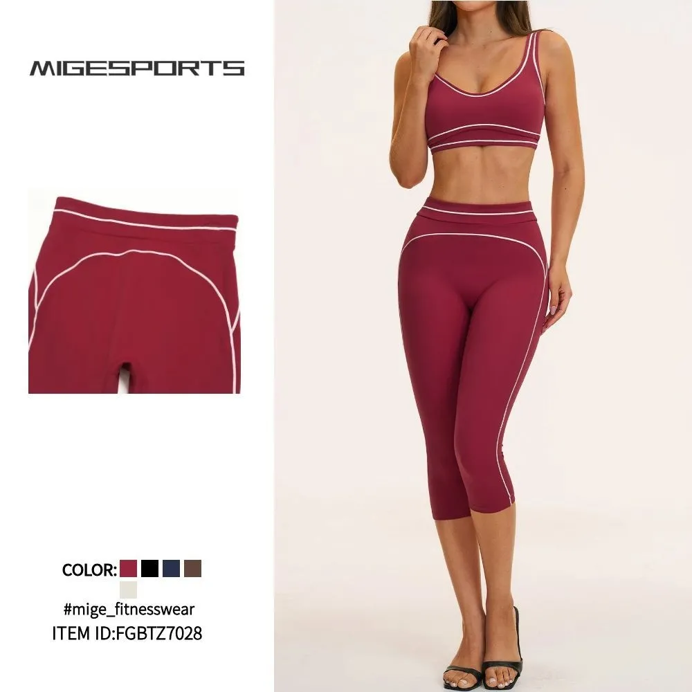 Breathable Tight Yoga Fitness Quick-drying Body-shaping 3-Piece Set Cropped Pants FGBTZ7028