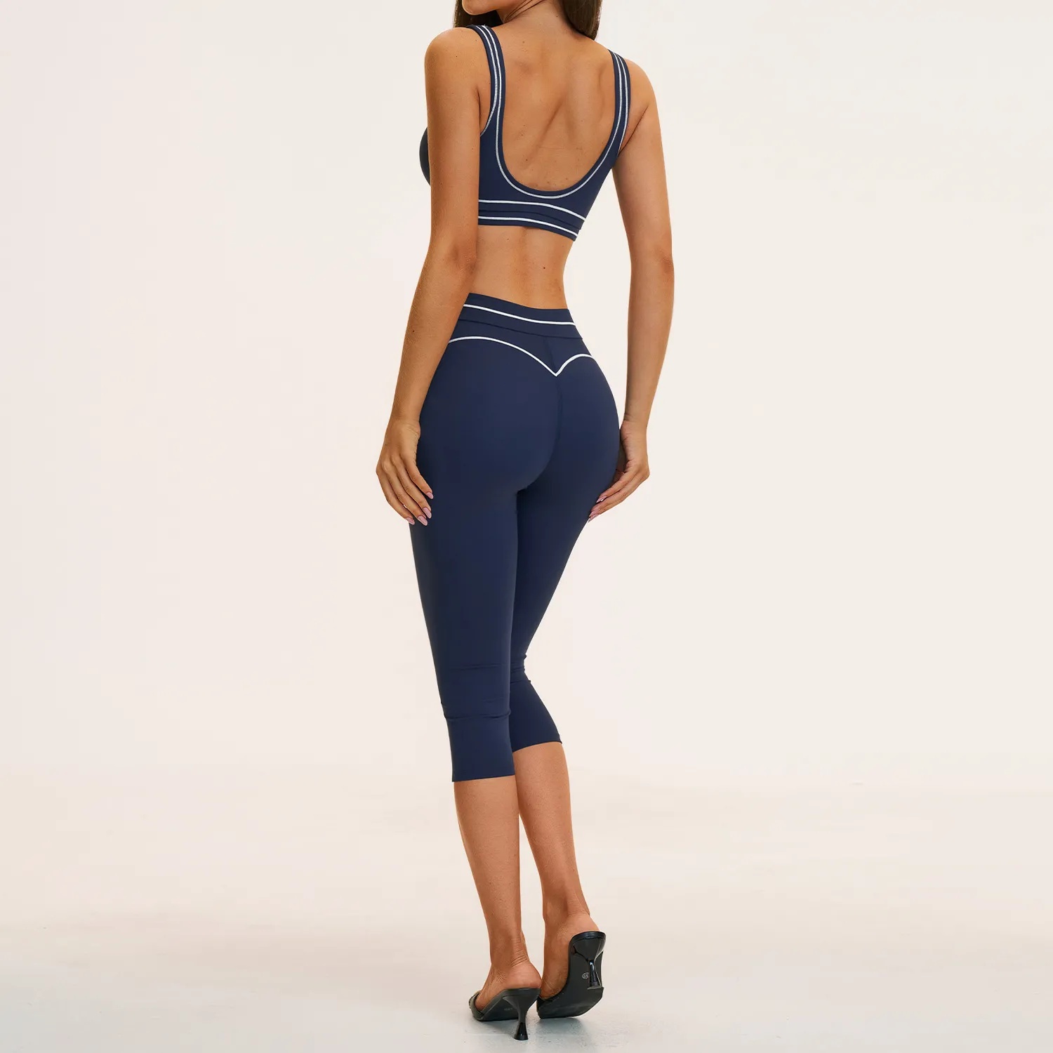 Breathable Tight Yoga Fitness Quick-drying Body-shaping 3-Piece Set Cropped Pants FGBTZ7028