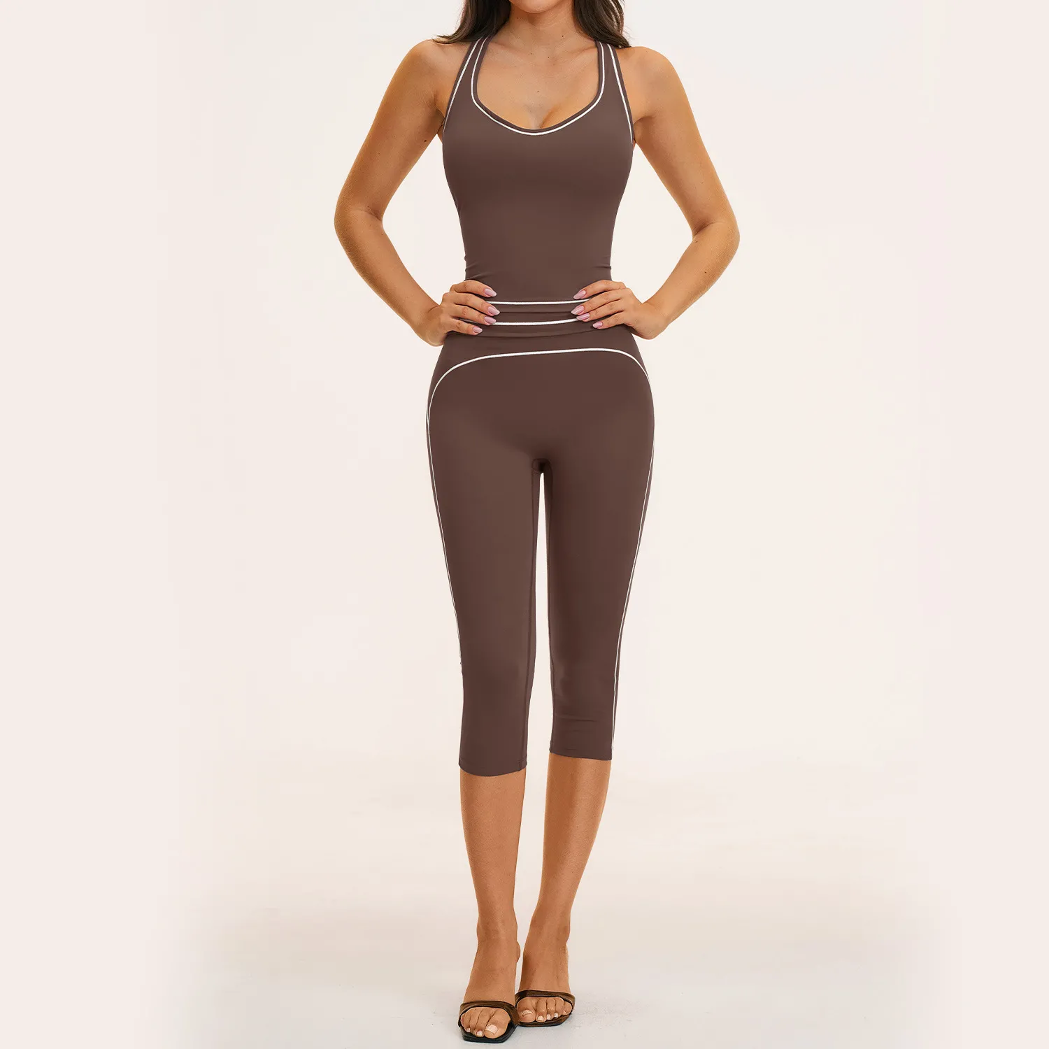 Breathable Tight Yoga Fitness Quick-drying Body-shaping 3-Piece Set Cropped Pants FGBTZ7028