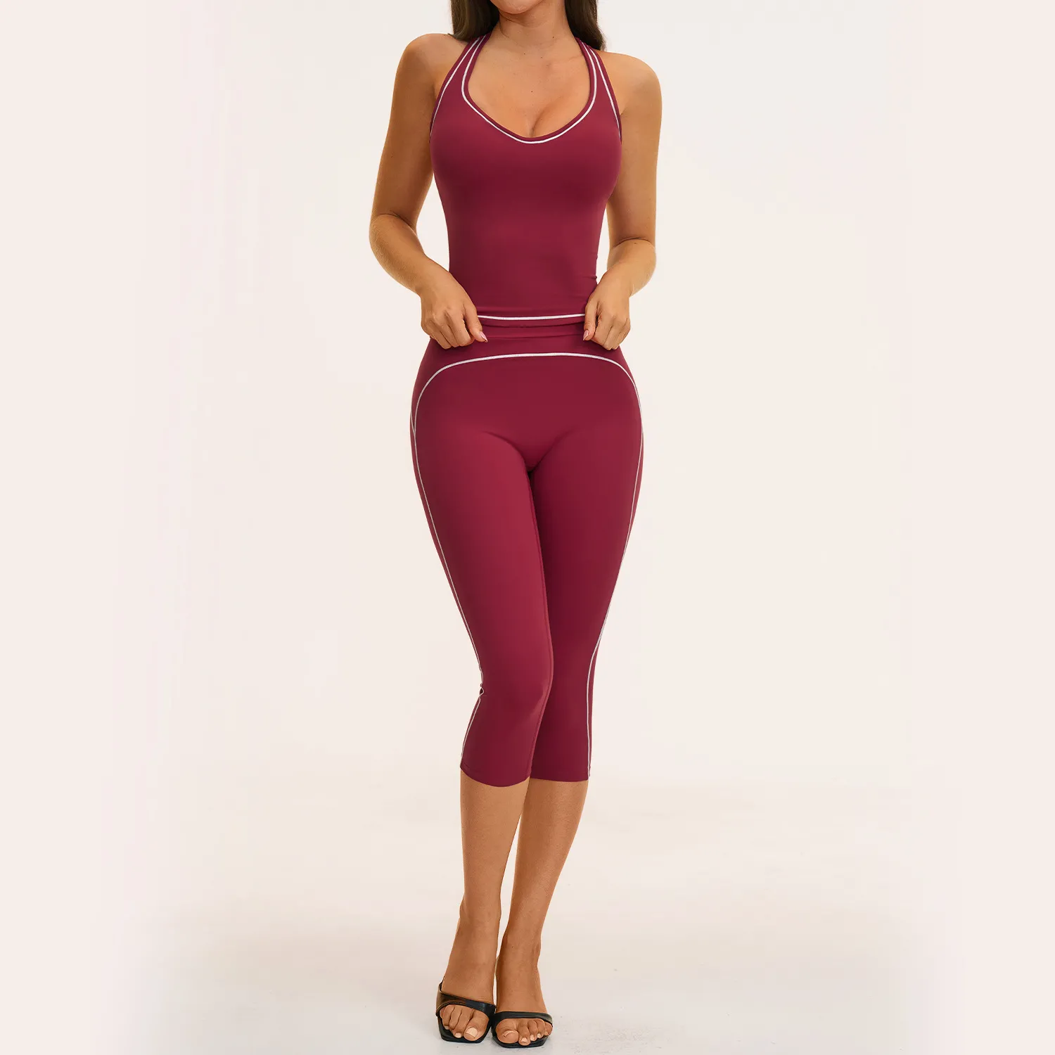 CherryBlack singlets+3/4 length leggings