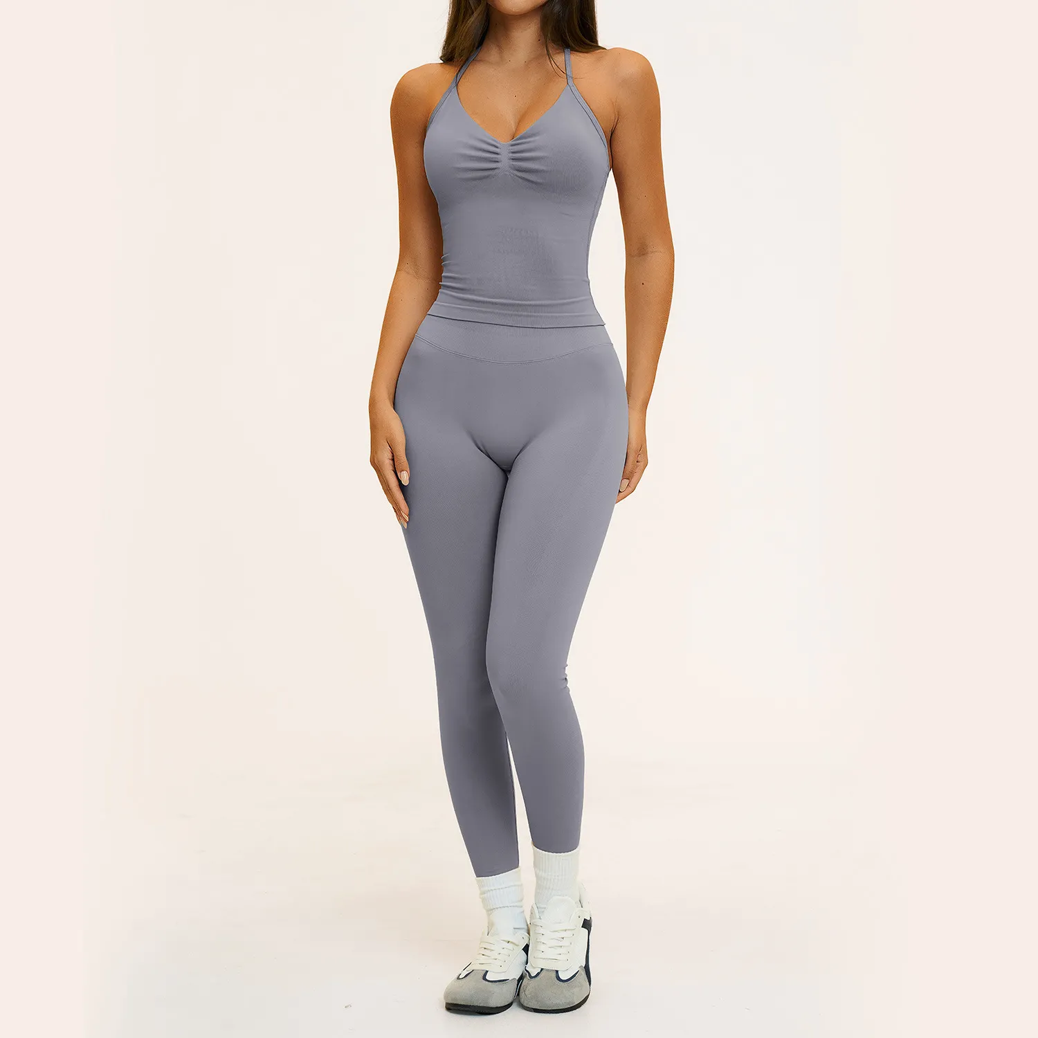 Dusty blue singlets+leggings