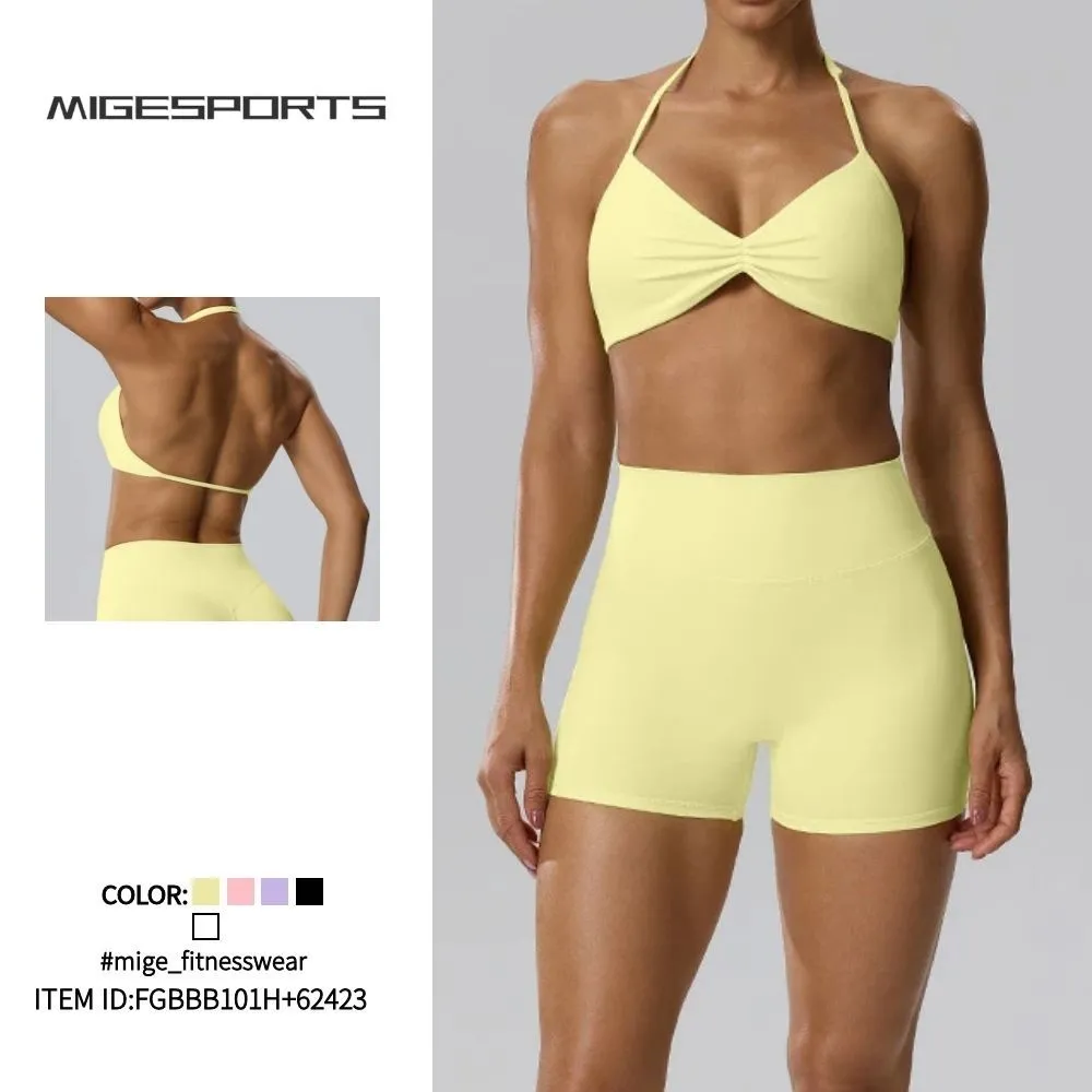 Leisure Comfortable Yoga Running Suit Exercise Fitness Set for Running Wearing for Workout FGBBB101H+62423