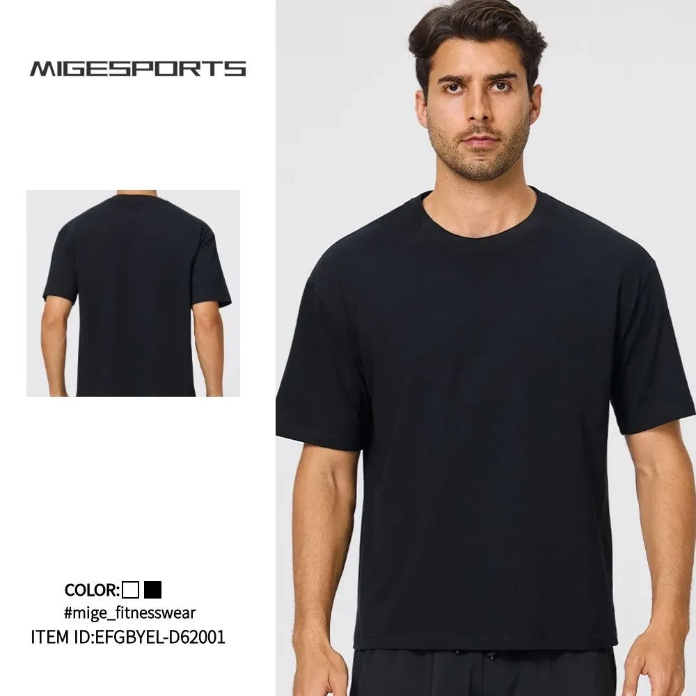 Men's Summer Quick-drying Sports Tee Shirt 100%Cotton Casual Breathable Fitness T-shirt EFGBYEL-D62001