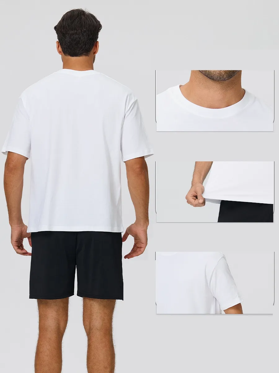 Men's Summer Quick-drying Sports Tee Shirt 100%Cotton Casual Breathable Fitness T-shirt EFGBYEL-D62001