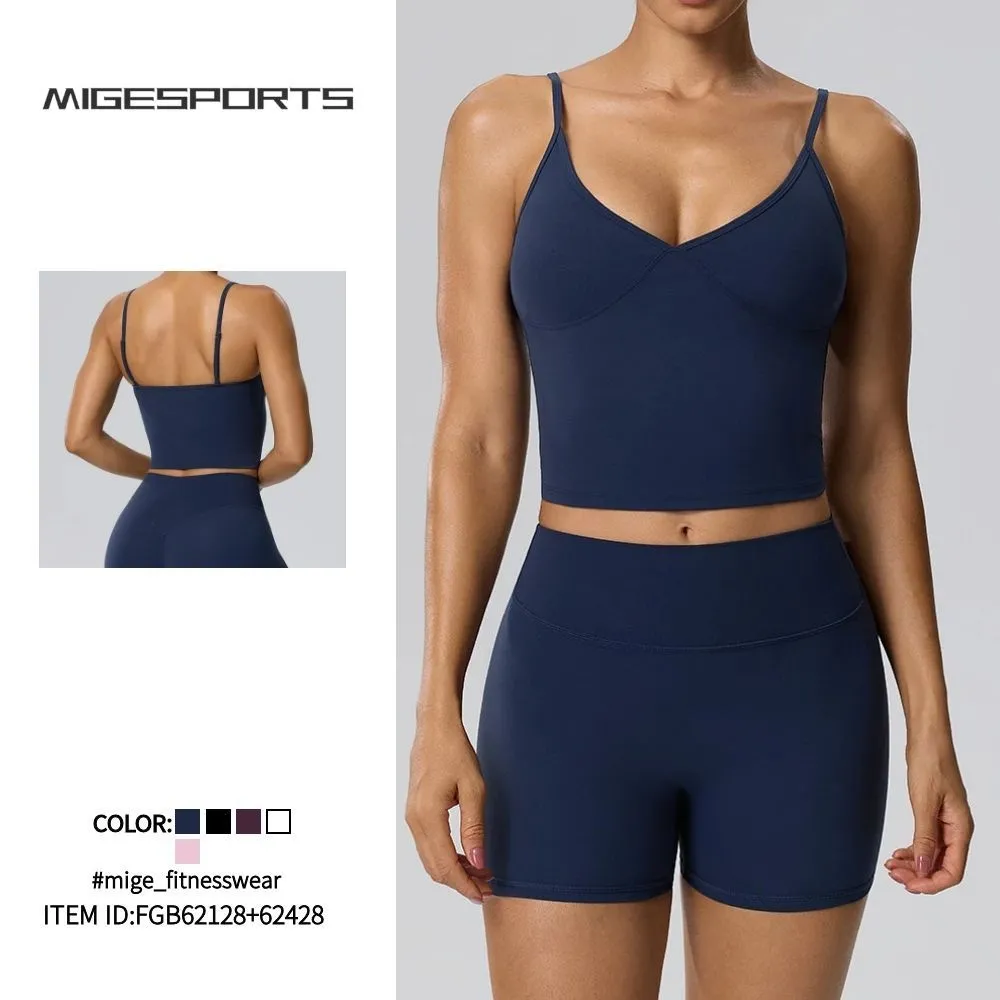 Gym Fitness Yoga Set Singlets Shorts Women Quick Dry Outdoor Running Sportswear FGB62128+62428