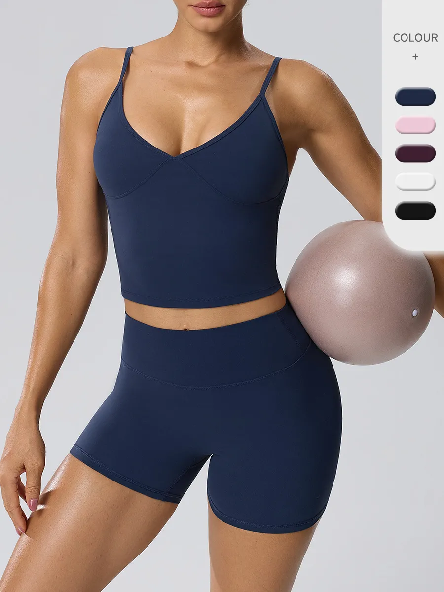 Gym Fitness Yoga Set Singlets Shorts Women Quick Dry Outdoor Running Sportswear FGB62128+62428