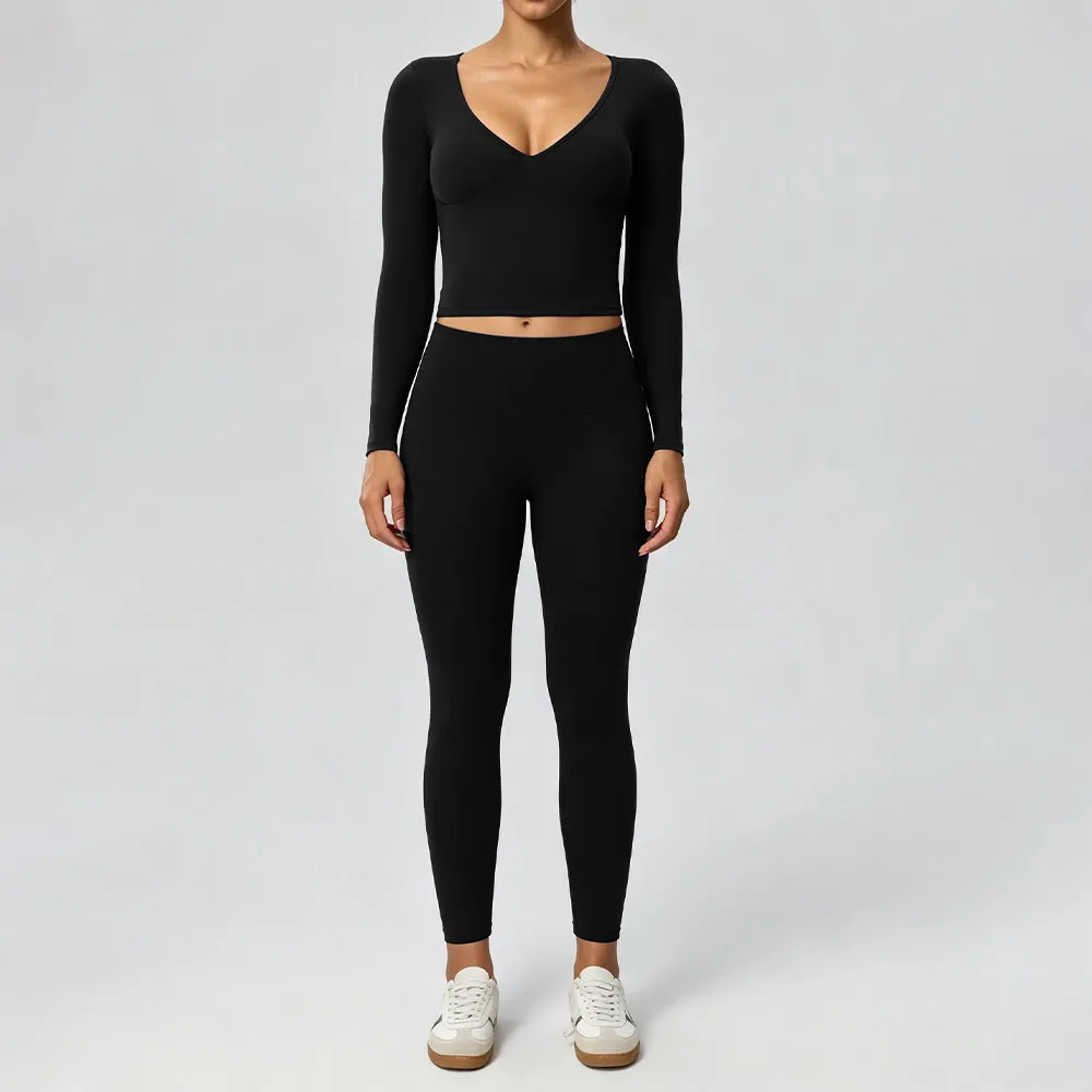 Black long sleeves tops+leggings