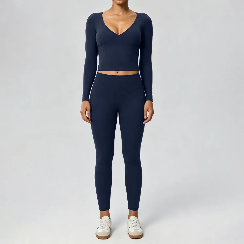 Dark blue long sleeves tops+leggings