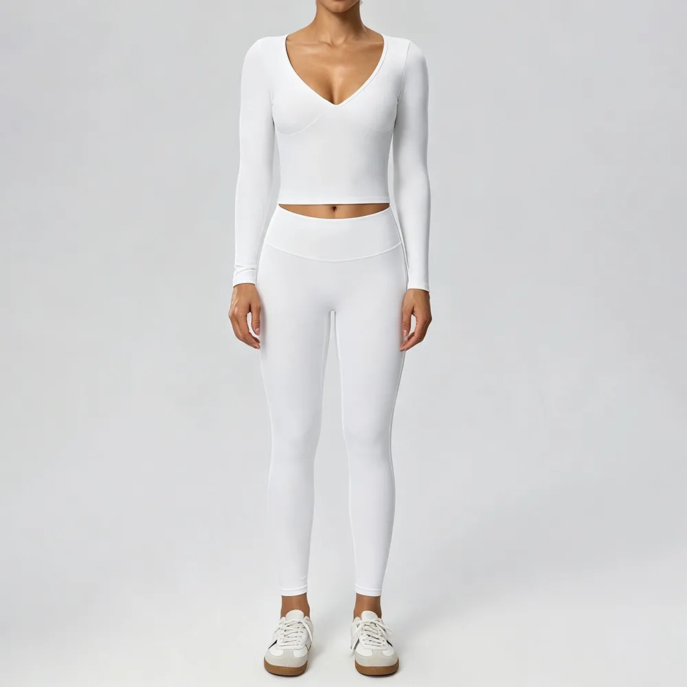 White long sleeves tops+leggings