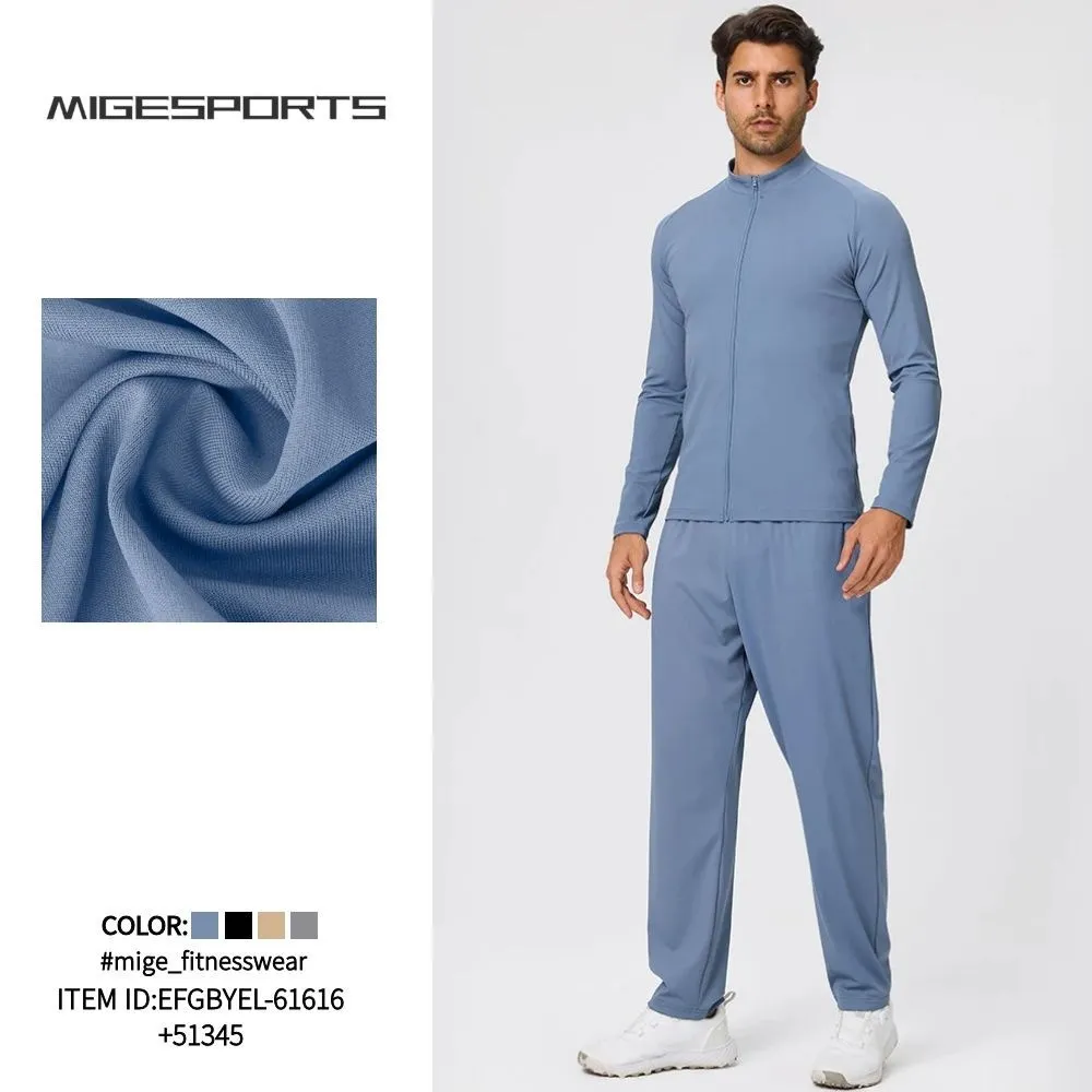 Men's Casual Two Piece Solid Tracksuit Set Gym Fitness Sports Wear EFGBYEL-61616+51345