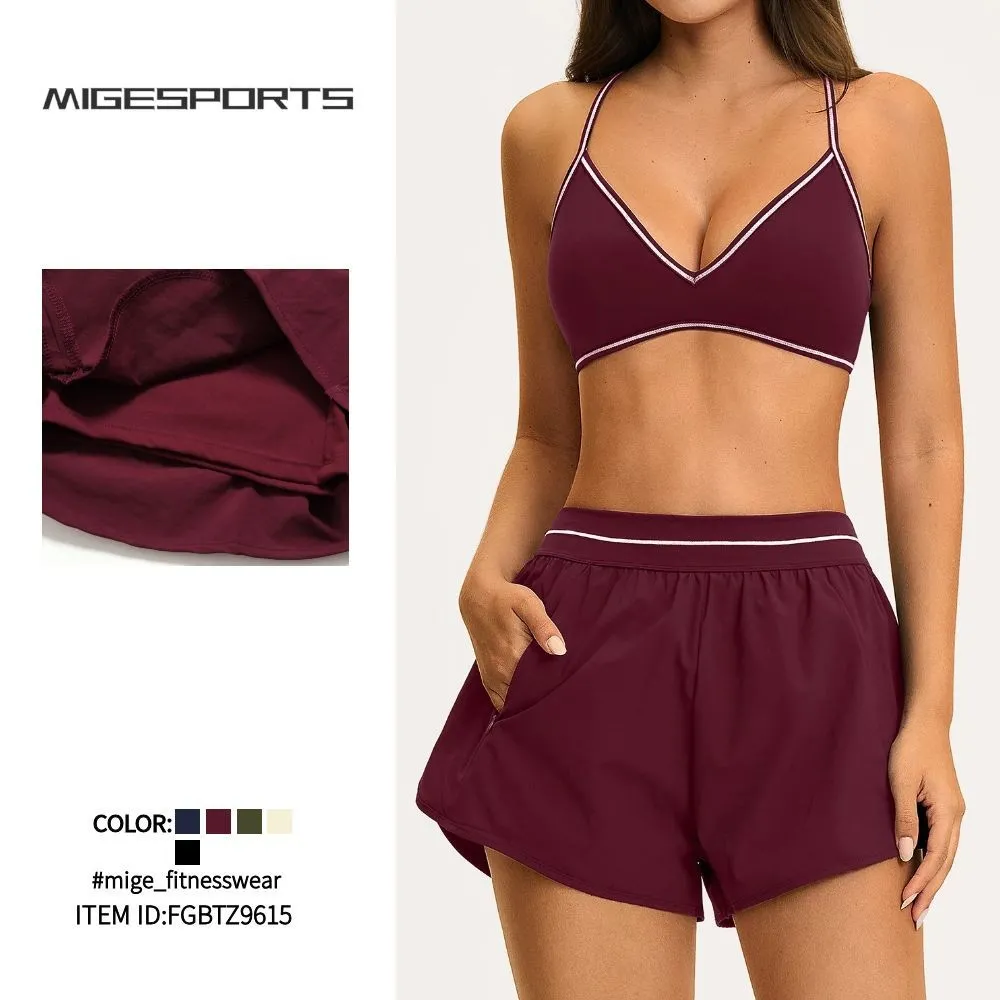 Solid Breathable Lightweight Sportswear Suit Yoga Set Gym Fitness Yoga Sets for Women FGBTZ9615
