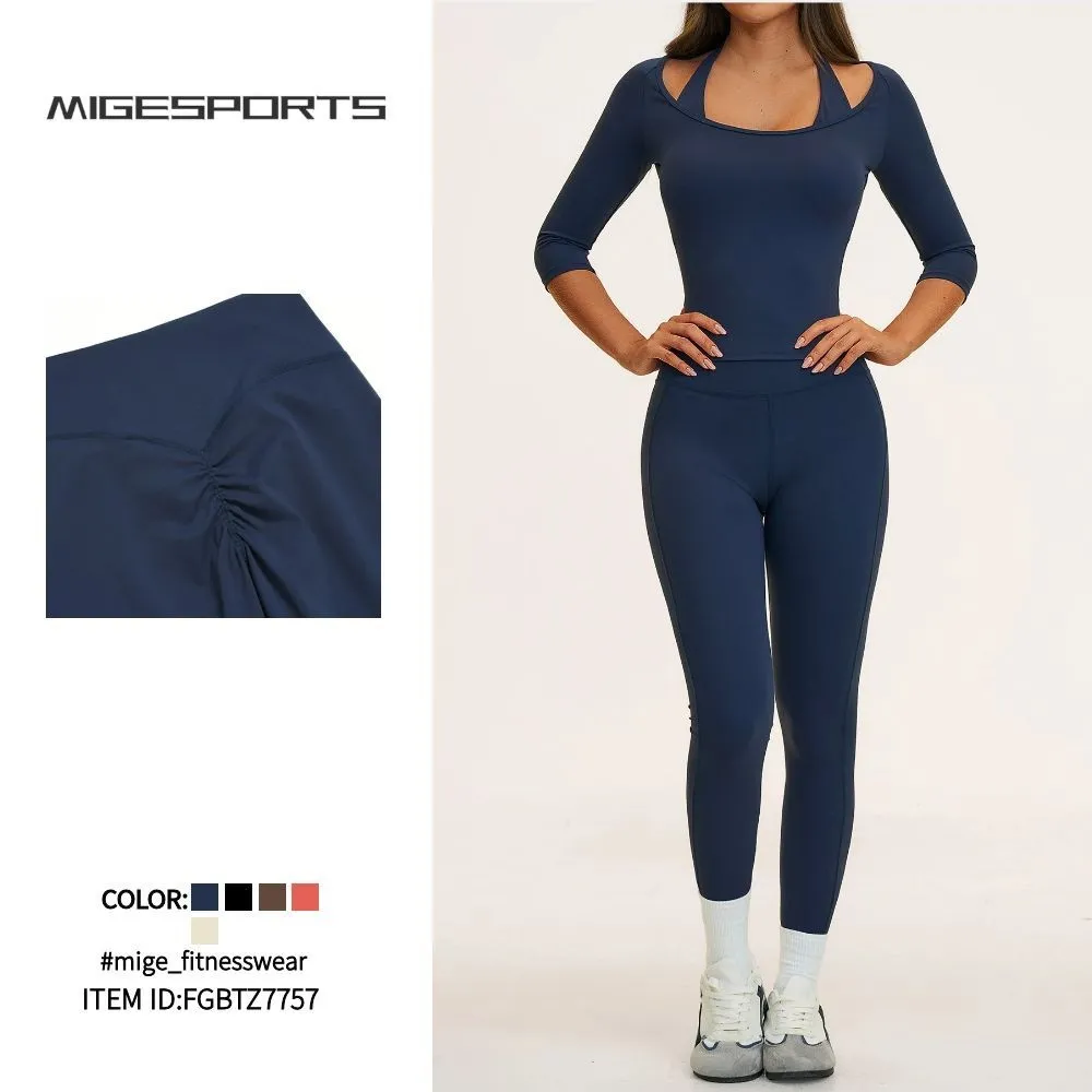 Women Active Wears Yoga Sets Halter Bra Tank Top Legging Pants Outdoor Gym Sportswear Outfits FGBTZ5575