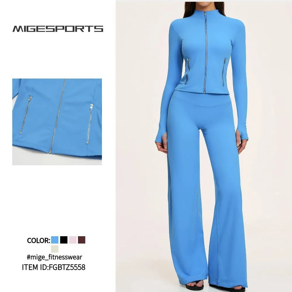 6 Pc Matching Women Active Wear Sets High Quality Gym Clothing Long Sleeve Jacket Spandex Top and Leggings FGBTZ5529