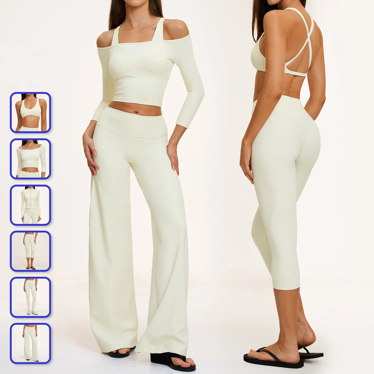 6 Pc Matching Women Active Wear Sets High Quality Gym Clothing Long Sleeve Jacket Spandex Top and Leggings FGBTZ5529