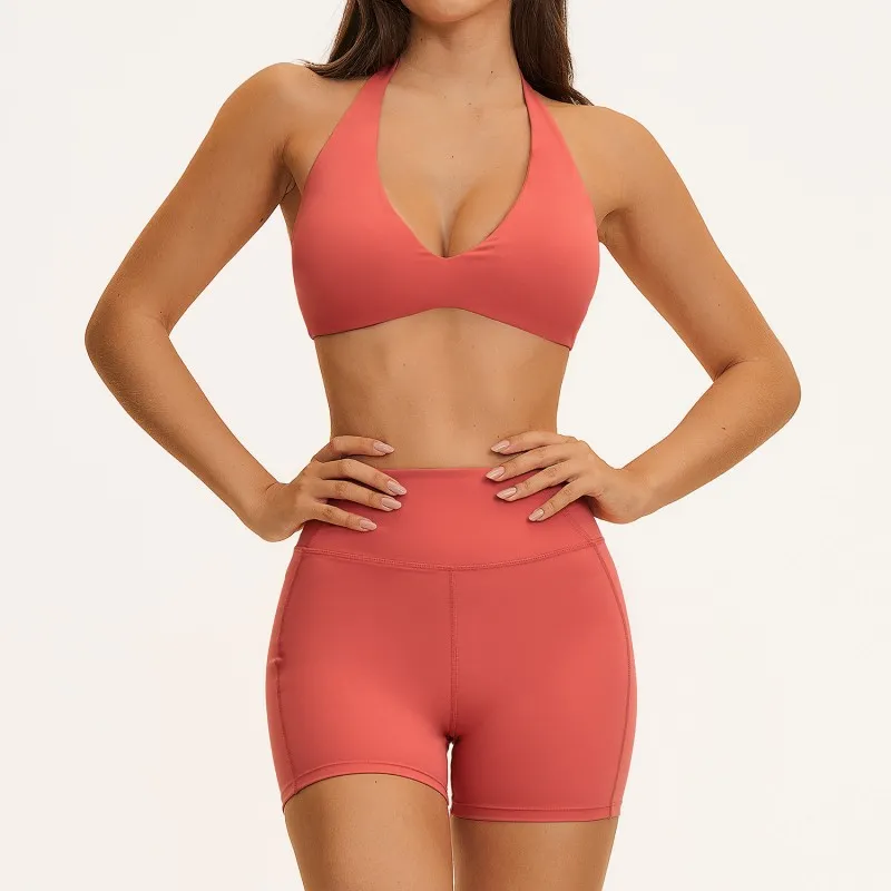 Women Active Wears Yoga Sets Halter Bra Tank Top Legging Pants Outdoor Gym Sportswear Outfits FGBTZ5575