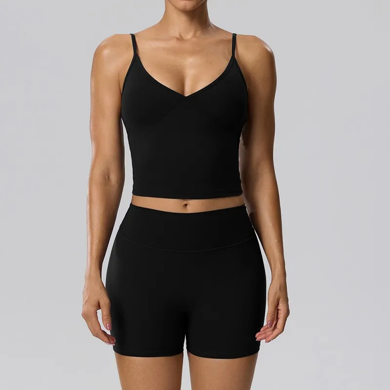 Gym Fitness Yoga Set Singlets Shorts Women Quick Dry Outdoor Running Sportswear FGB62128+62428