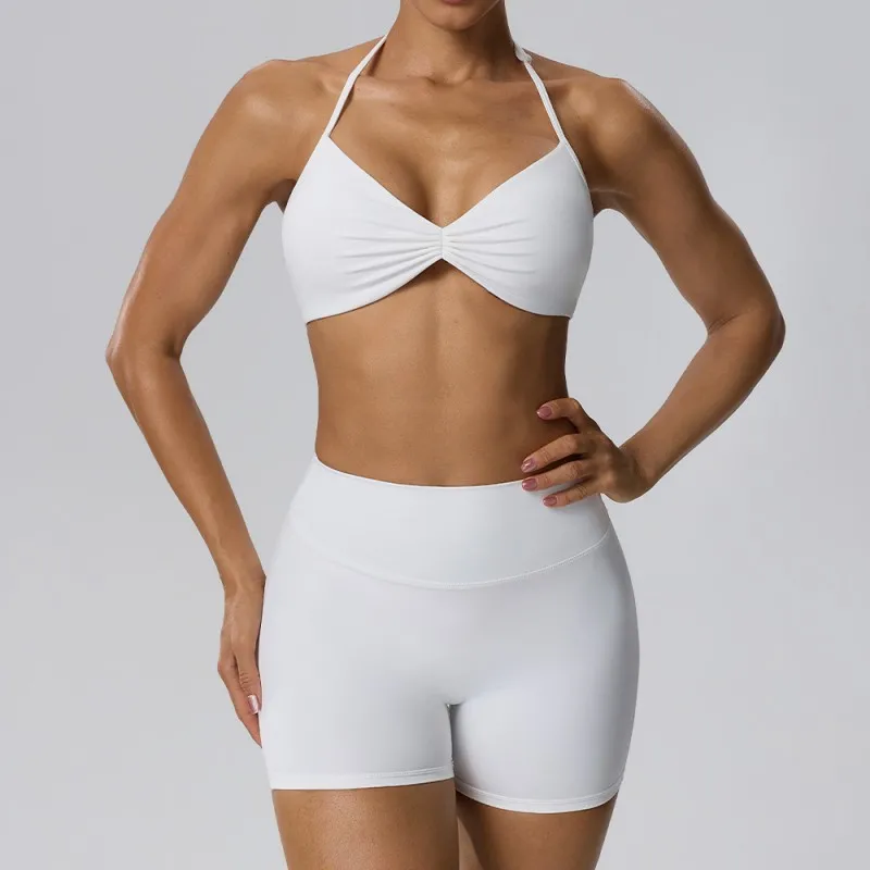 Solid Pattern Quick-drying Tight-fit Yoga Sports Fitness 2-Piece Set Women's Fitness FGBBB202+62423
