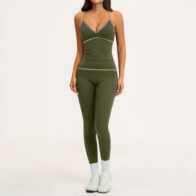 Olive  singlets+leggings
