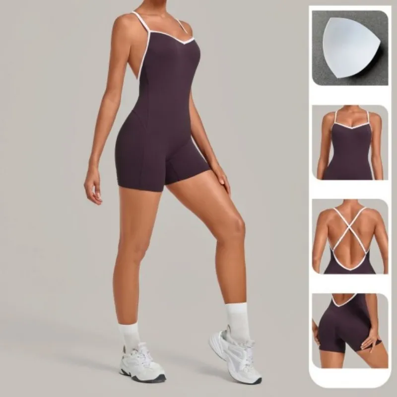 Sleeveless Fitness Yoga Jumpsuit Belly One-piece Stylish and Comfortable Fitness Wear FGB3369